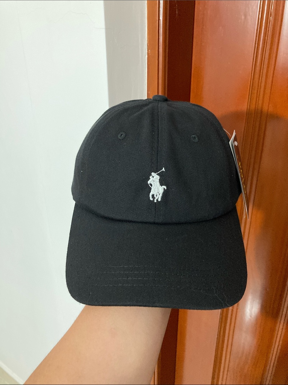 Authentic Polo by Ralph Lauren Black Hat with White Embroidered Pony